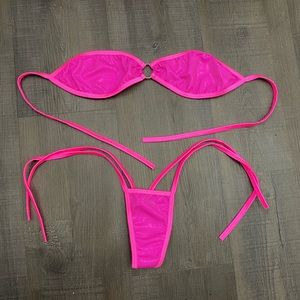 Pink thong bikini